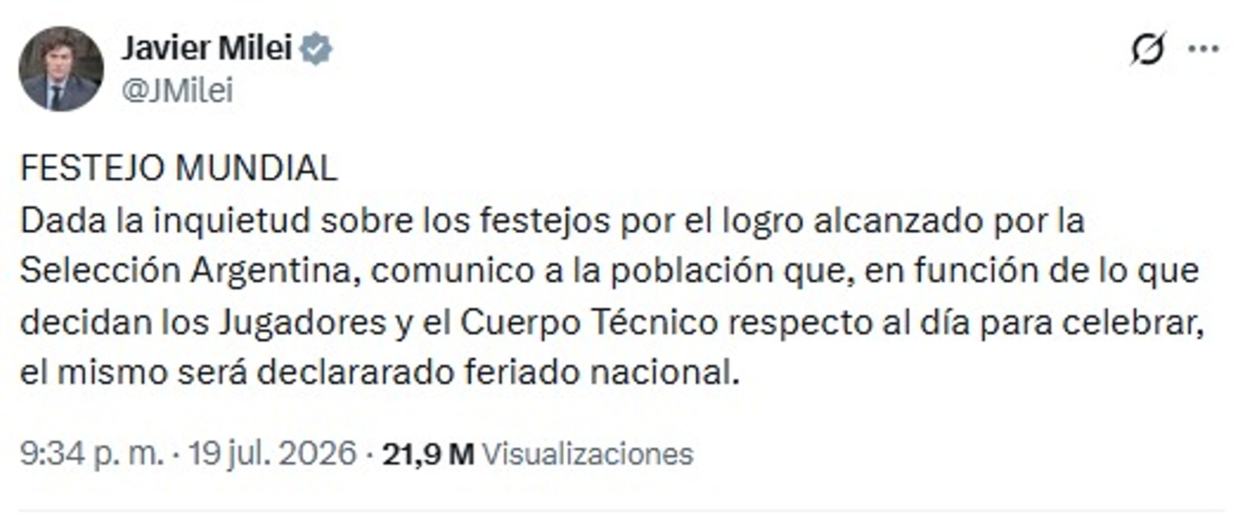 Javier Milei en X.