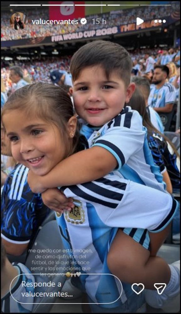 Valentina Cervantes publicó esta foto para apoyar a Enzo Fernández.