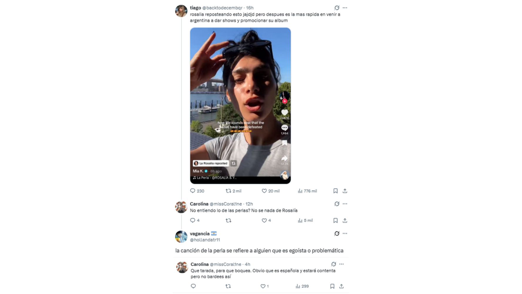 El gesto de Rosalía se viralizó en redes.