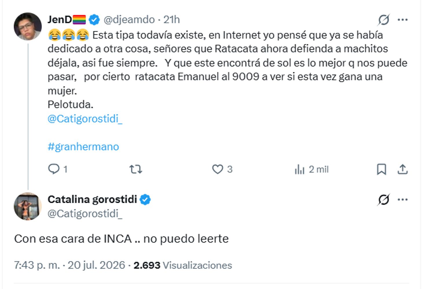Comentario de Cata Gorostidi en X