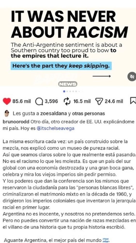 La actriz de “Avatar” respaldó una publicación que defendía la postura de Argentina tras el Mundial 2026.
