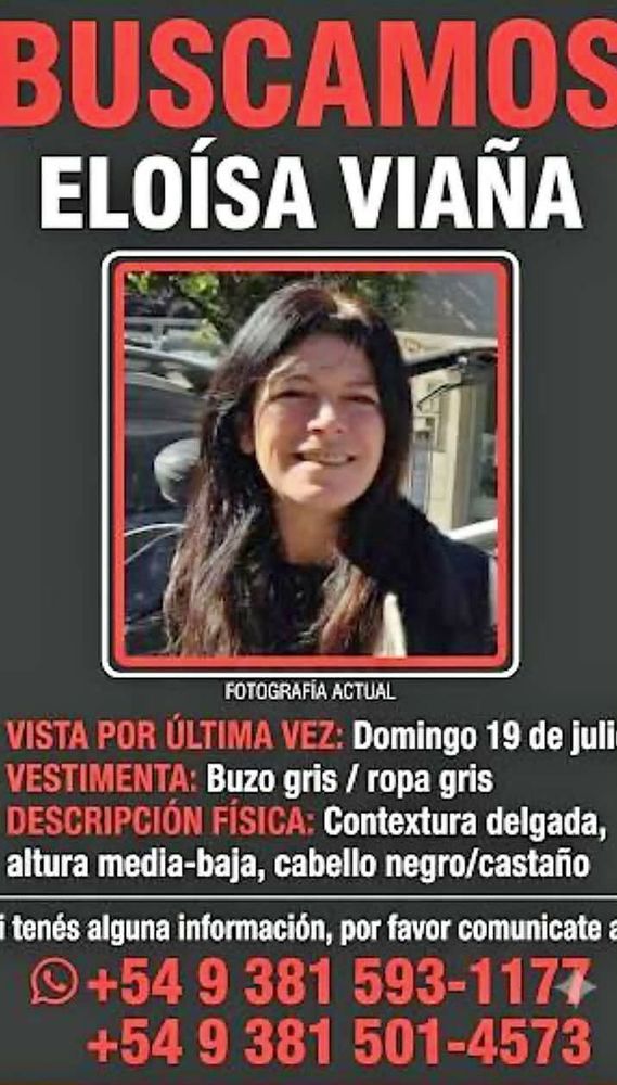 Eloísa Viaña, de 45 años, está desaparecida desde el 17 de julio.