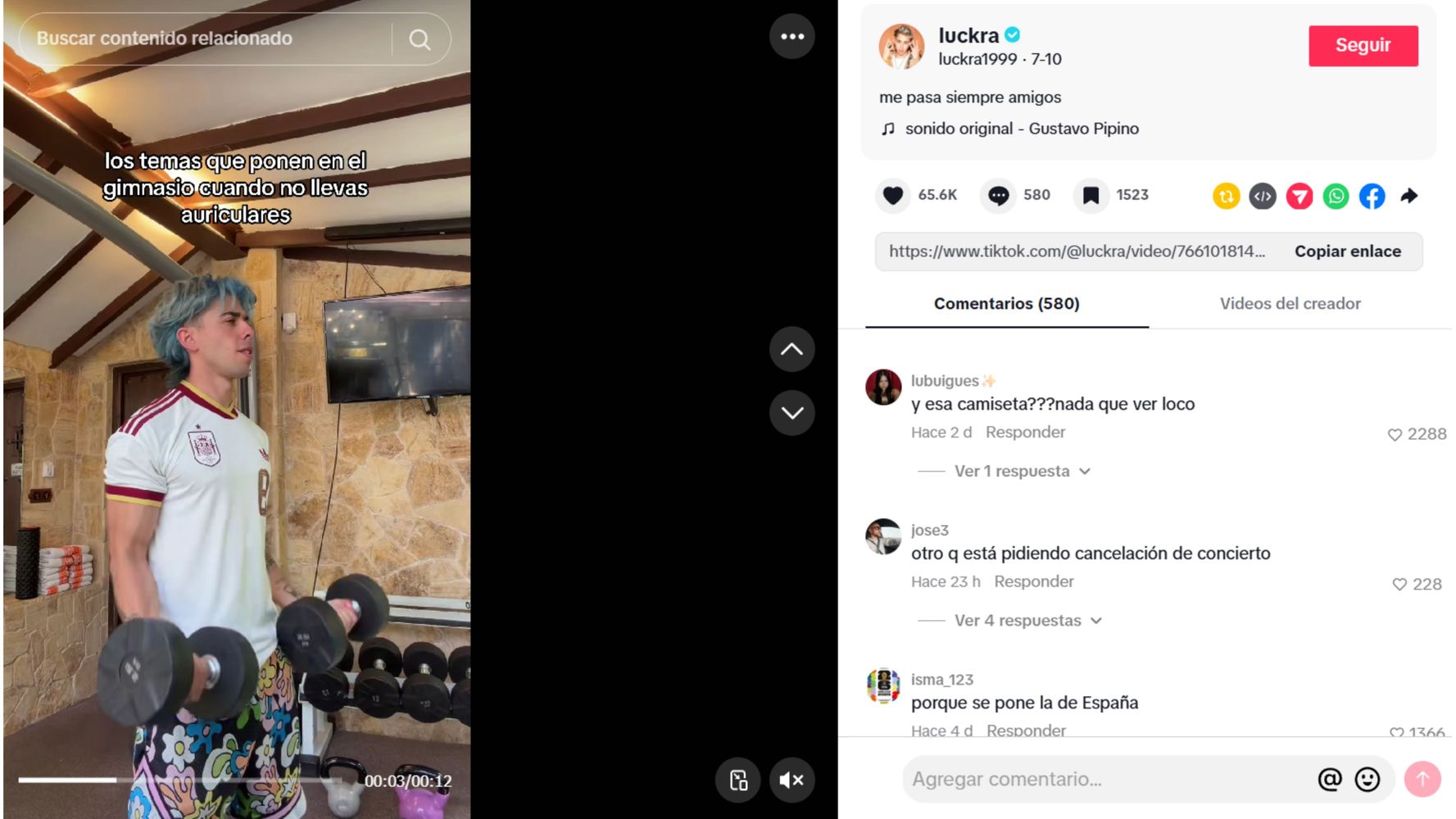 El video de Luck Ra con la camiseta de España que causó polémica.