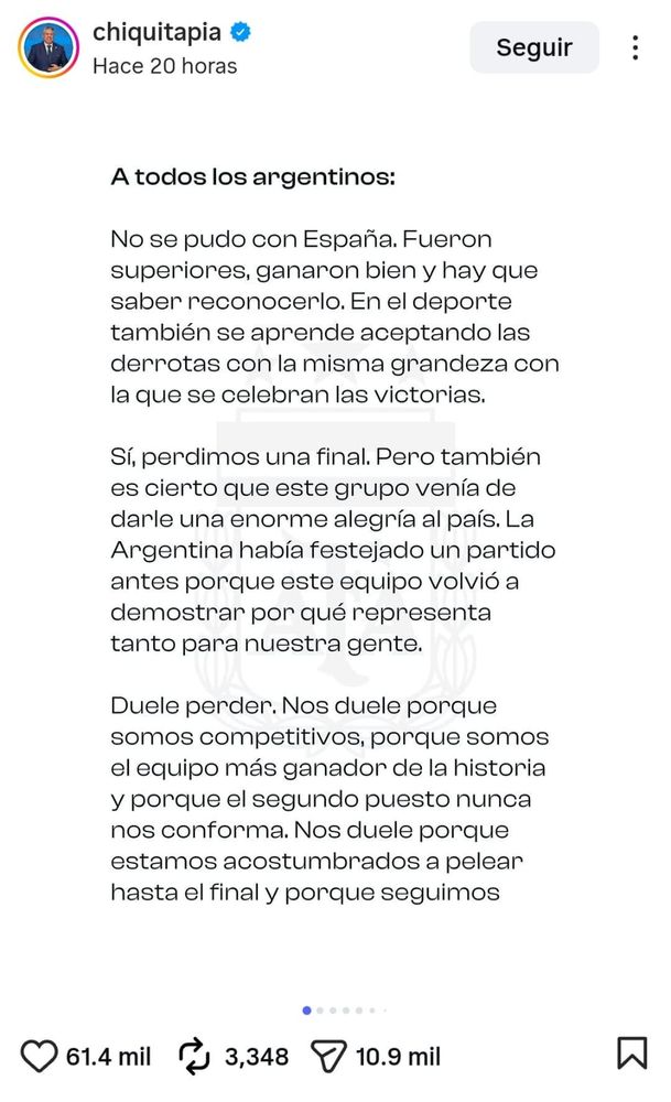 El comunicado de "Chiqui" Tapia.