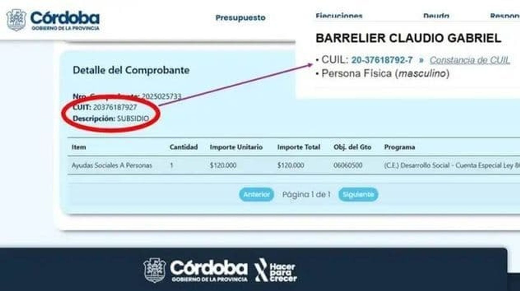 Claudio Barrelier recibió dos subsidios por parte de la Provincia en diciembre de 2025, estando ya imputado por otro caso, según una investigación del portal Ruido.Red.