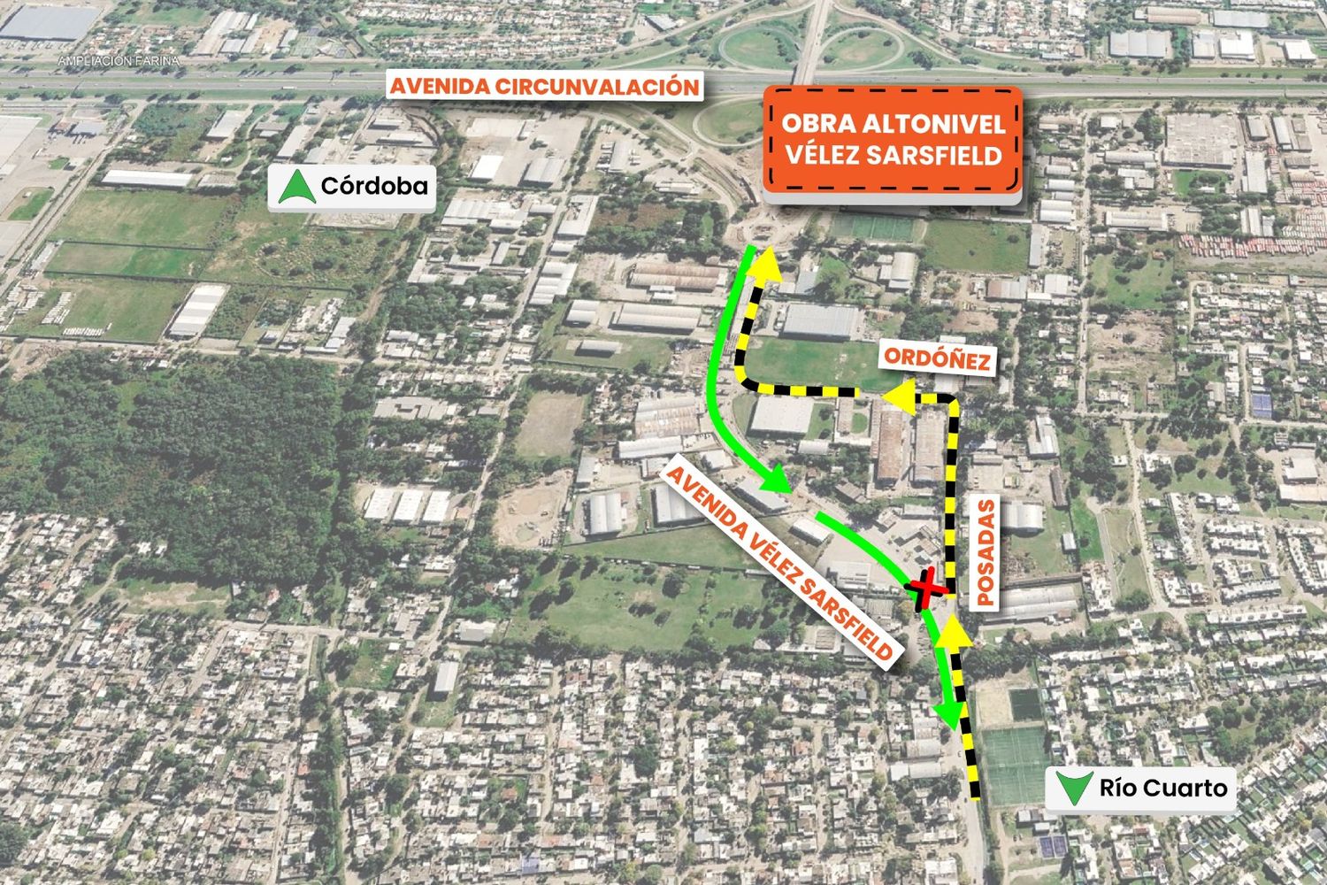Redireccionamiento de tránsito en la zona de obra del altonivel Vélez Sarsfield.