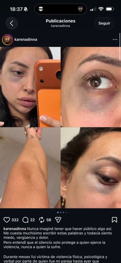 El posteo de la mujer que denunció al delantero de Barracas Central.