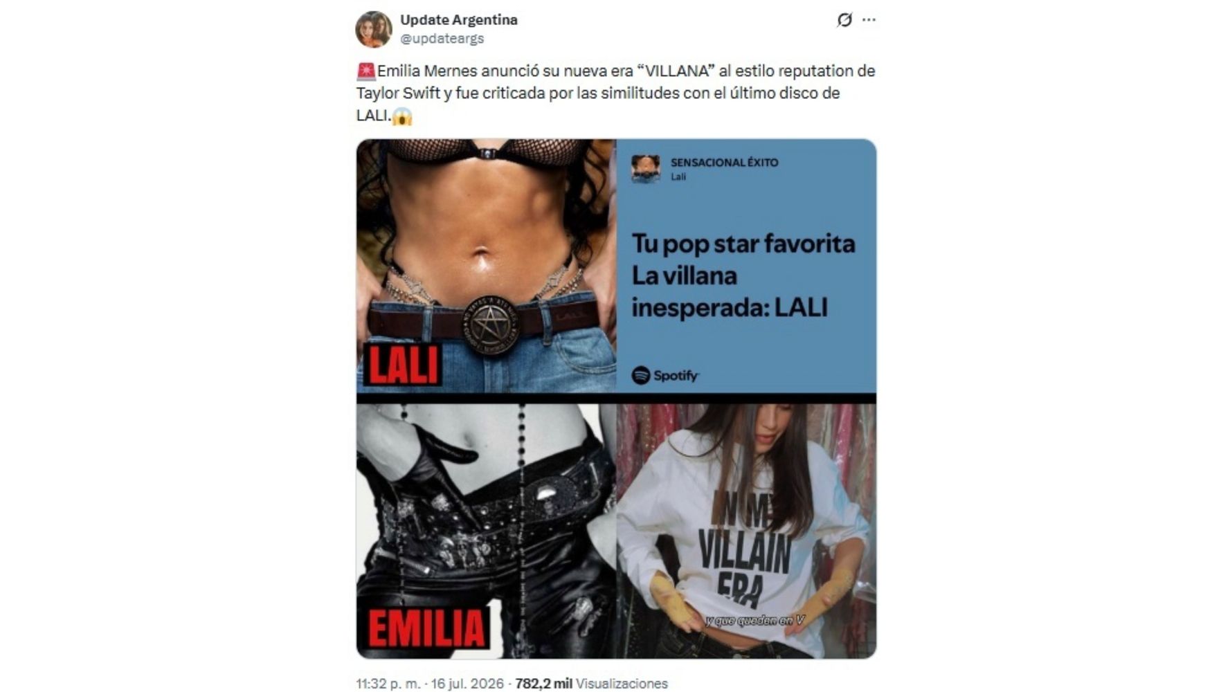 La acusación a Emilia en redes sociales.