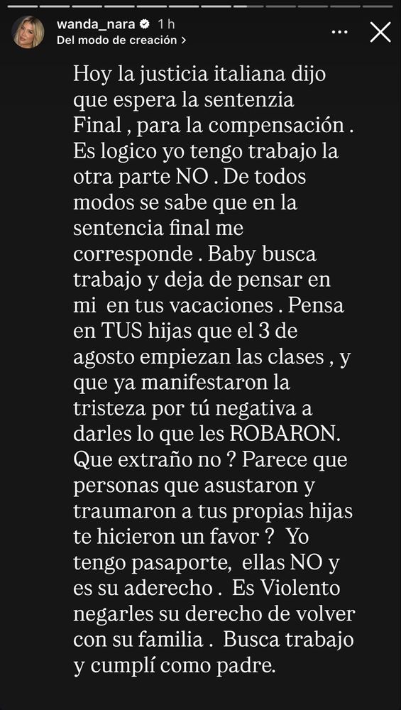Wanda Nara pidió a Mauro Icardi que busque trabajo