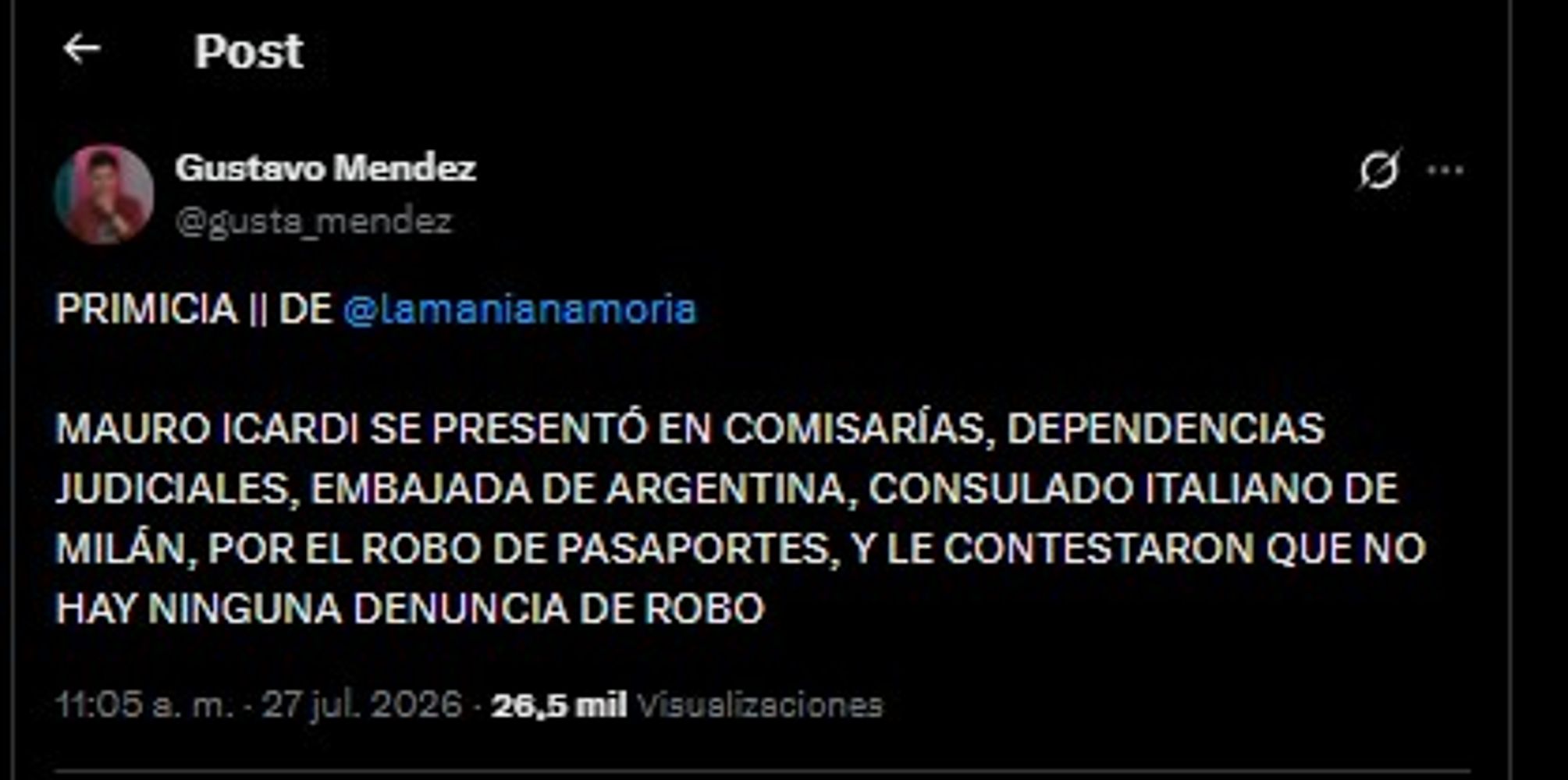 El documento en contra de Wanda Nara
