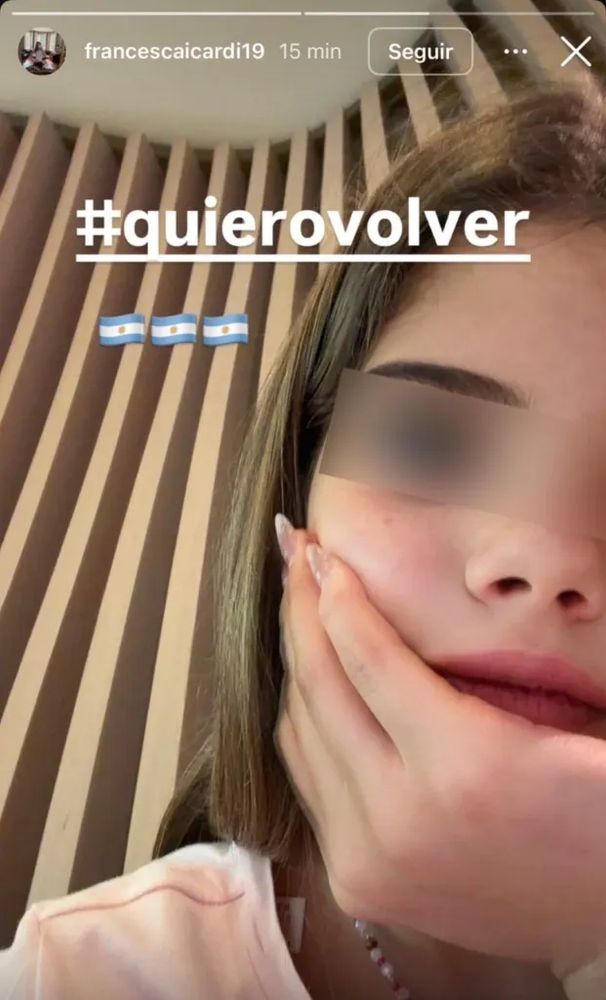 Francesca Icardi usó las redes sociales para pedir volver a Argentina