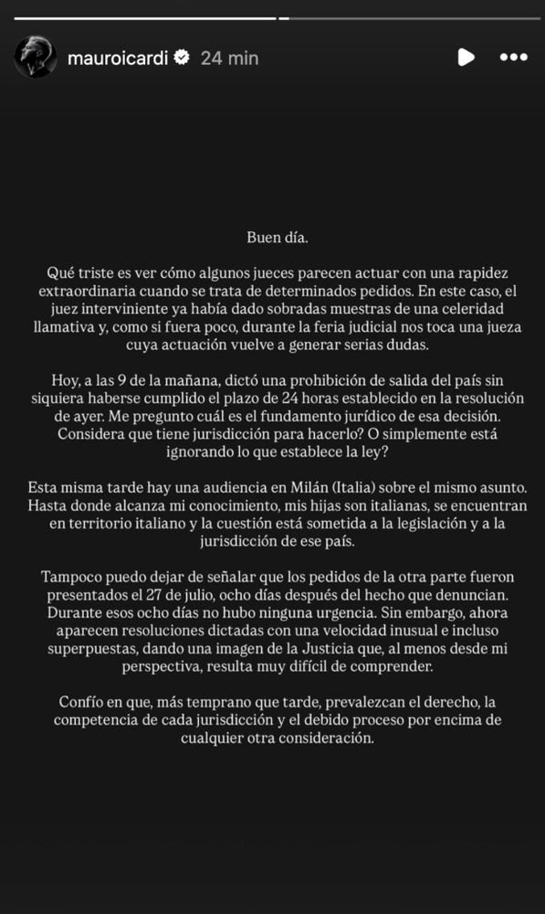 El comunicado de Icardi tras el pedido de Francesca