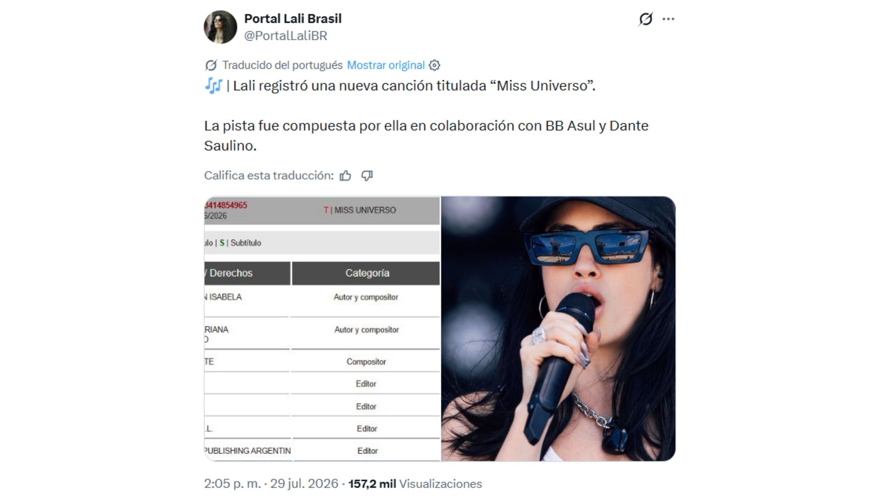 El registro lo notaron los fanáticos de la cantante.