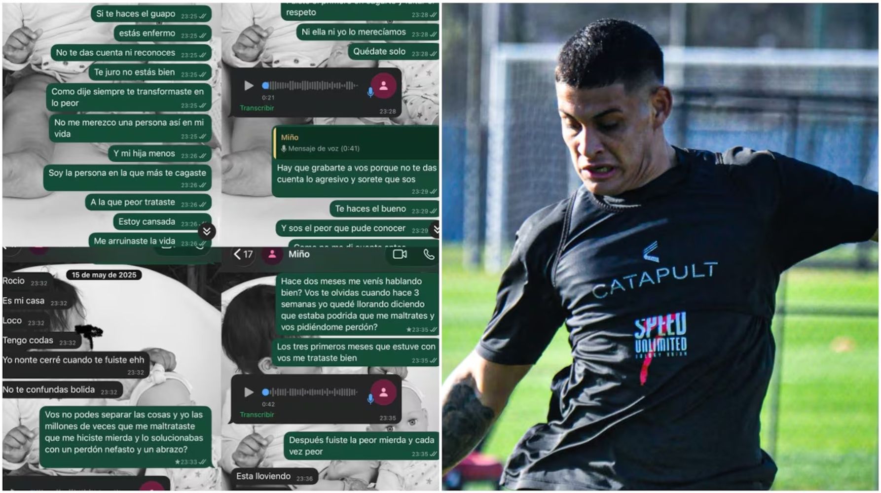 Los mensajes que se habrían intercambiado Facundo Miño y su expareja.