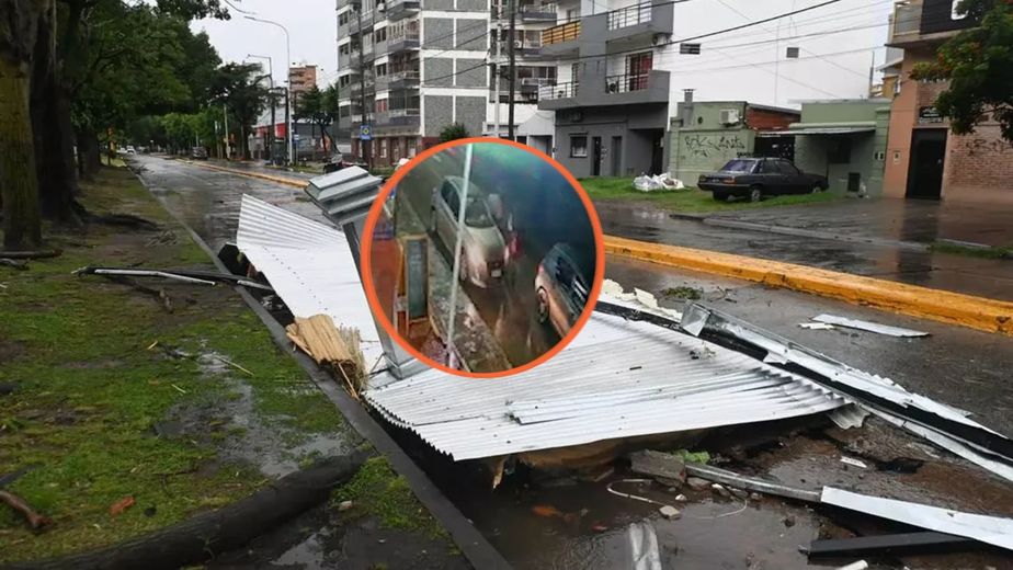 Impactante video: un policía mató a un ladrón en medio del fuerte temporal en La Matanza