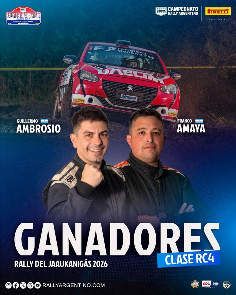 Guillermo Ambrosio y Franco Amaya ganaron la clase RC4 del Rally del Jaaukanigás Reconquista