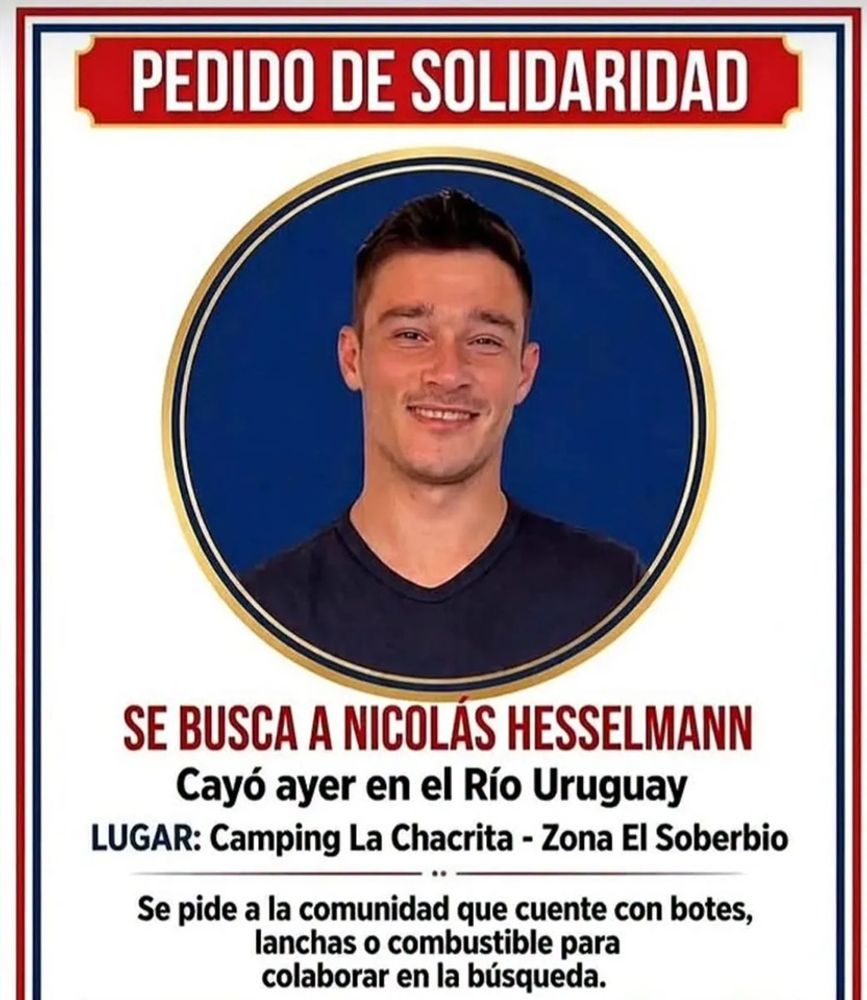 Con apoyo de rescatistas brasileños, continúa la intensa búsqueda de un joven desaparecido en el río Uruguay.
