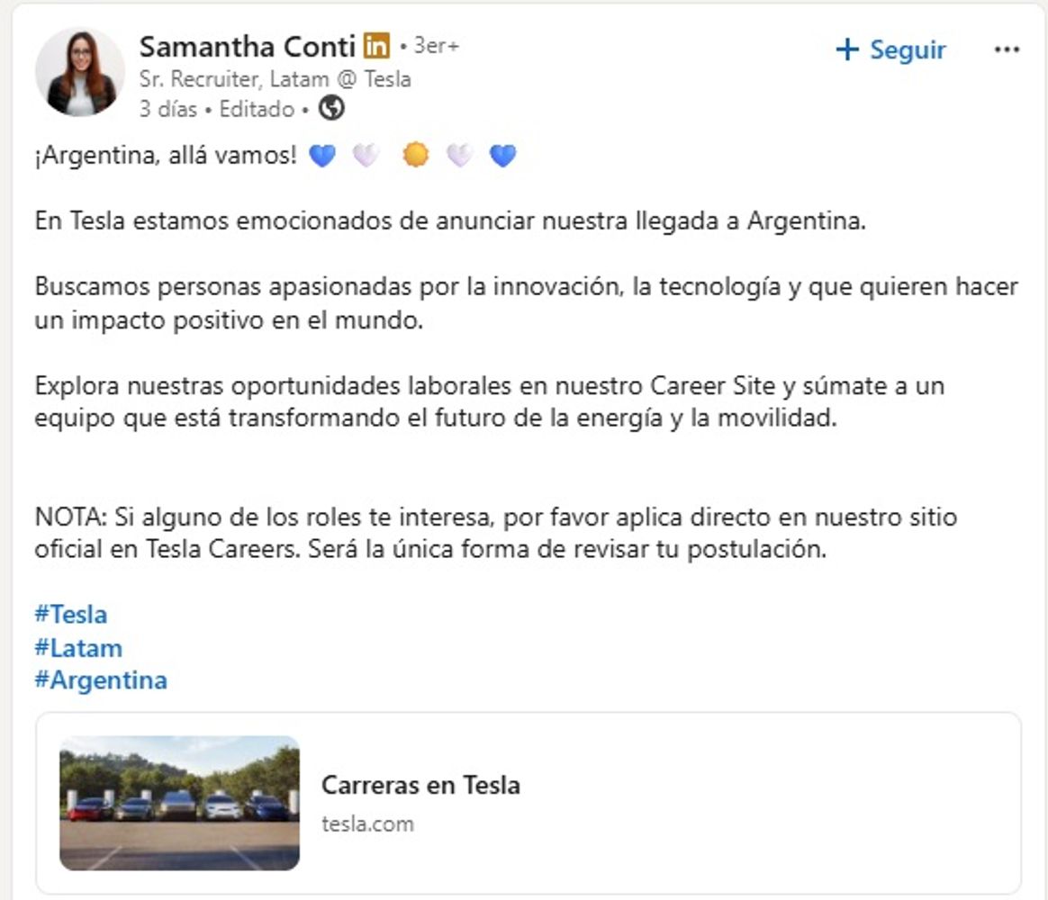 El anuncio de Tesla