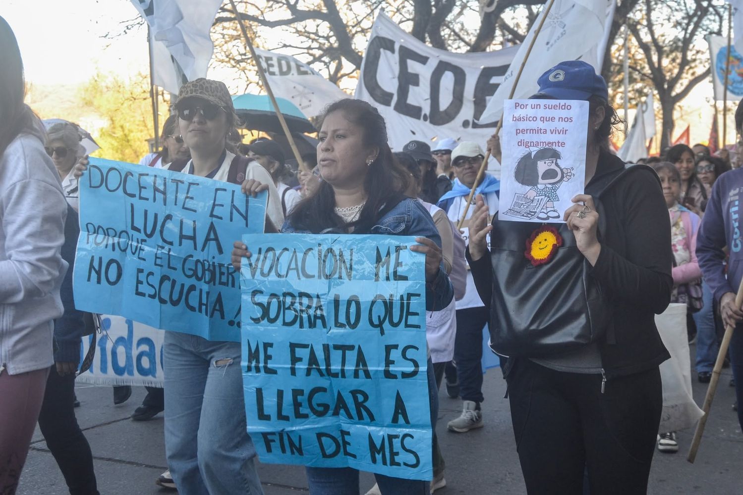 "Hace tiempo se viene reflejando en todas las estadísticas que la gente no llega a fin de mes, o sea que el nivel salarial realmente es muy bajo", dijo el vocero oficial Alberto Siufi. Los carteles en la marcha de docentes de este lunes en Jujuy, dijeron lo mismo.