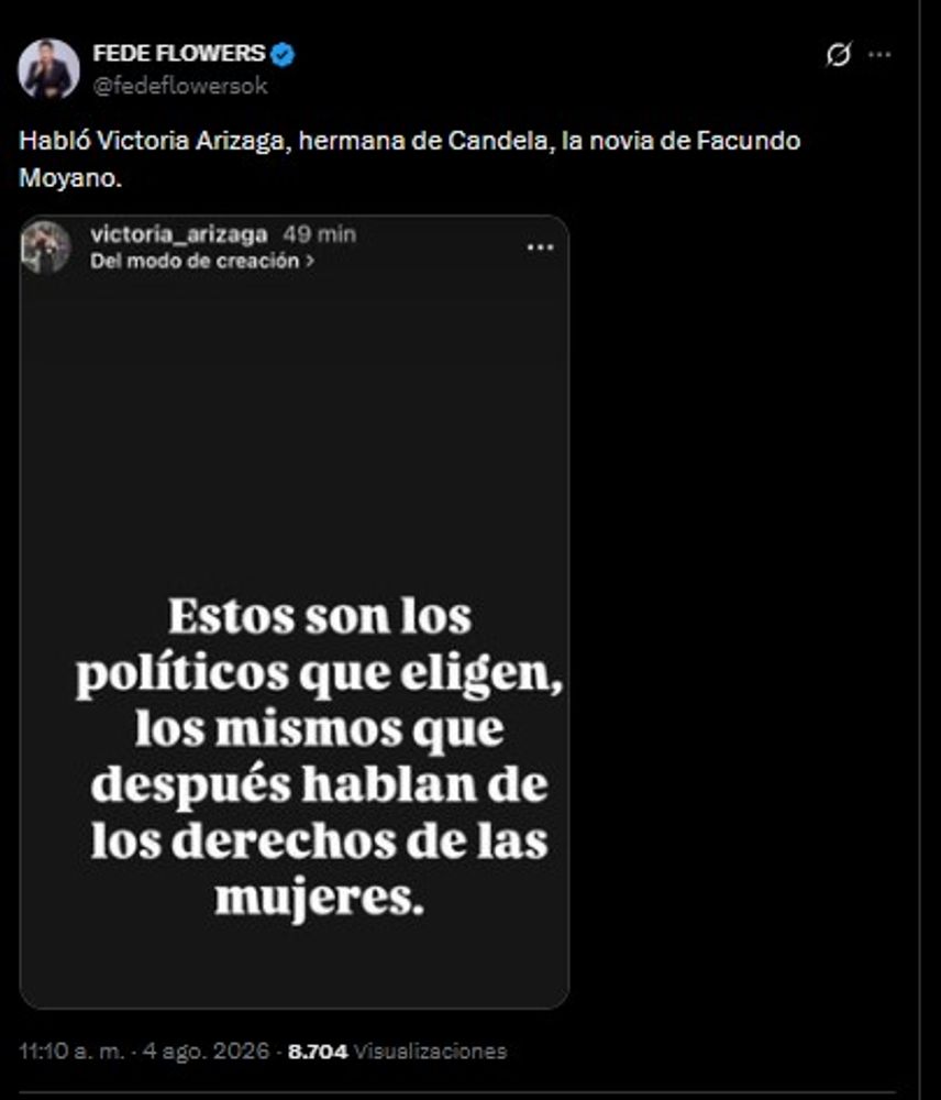 El mensaje de la hermana de Candela Arizaga contra Facundo Moyano