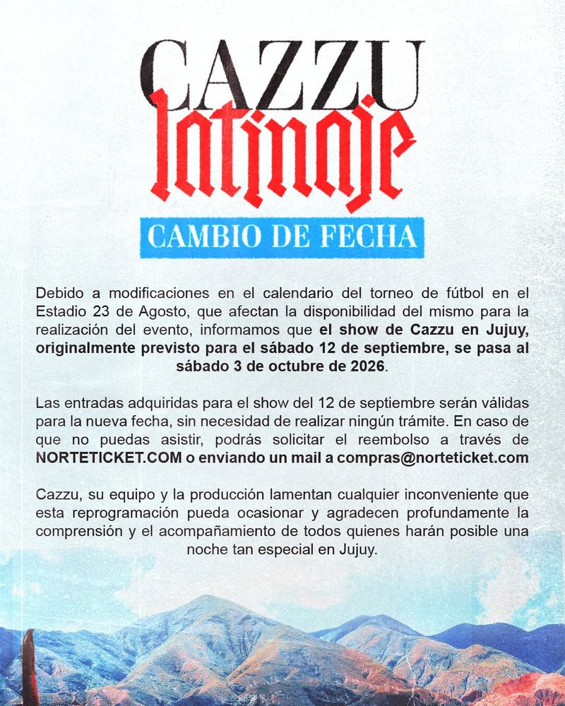 Cazzu debió reprogramar su show en Jujuy: cuál es la nueva fecha y qué pasará con las entradas