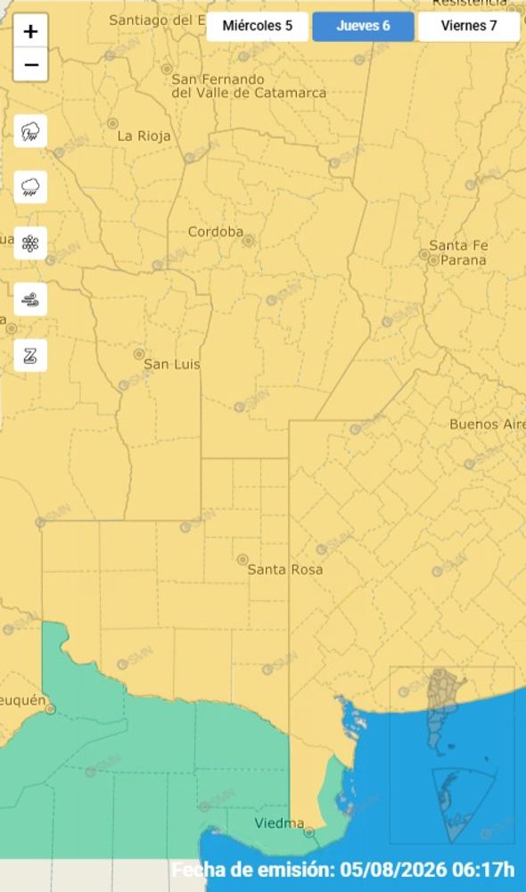 Alerta amarilla por tormentas para Córdoba este jueves 6 de agosto.