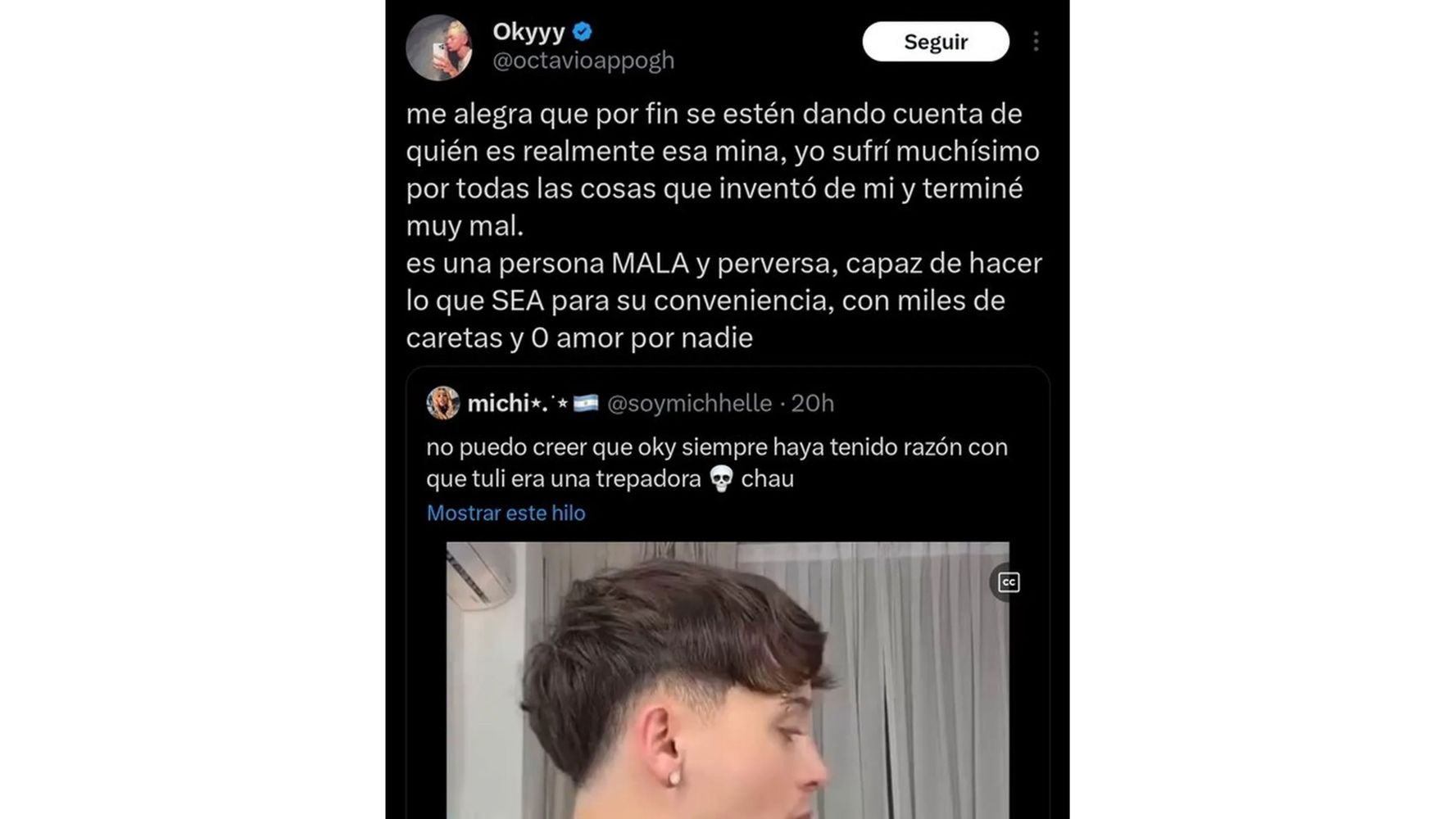 La declaración de Oky, el ex de Tuli.