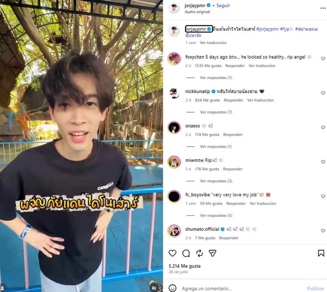 La publicación de Jorjay Phumhirun Boonpa antes de su partida.