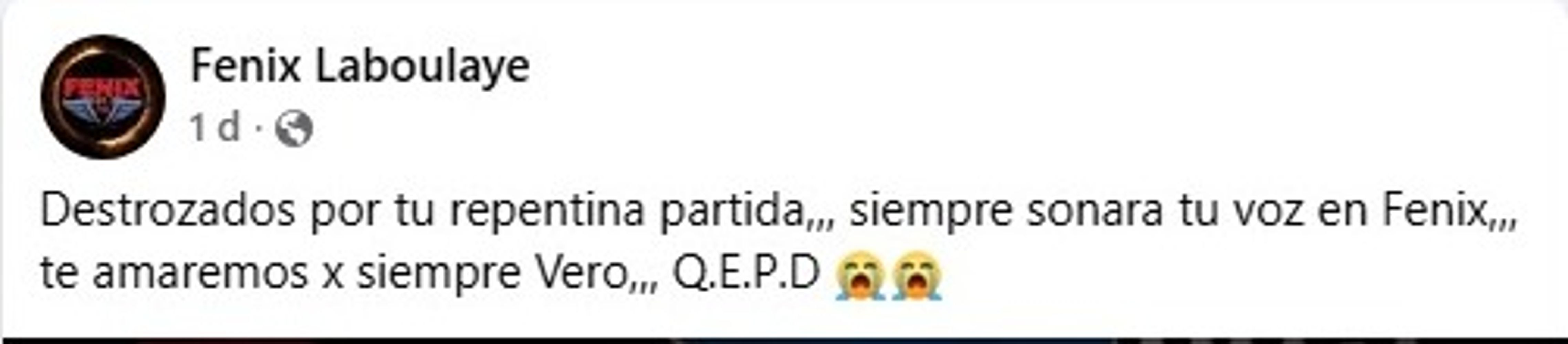 Dolor por la muerte de la locutora.