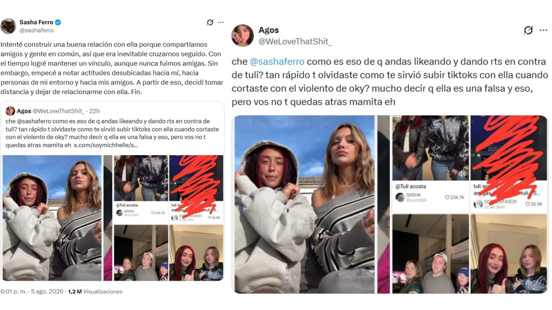 La respuesta de Sasha a las acusaciones de las redes.