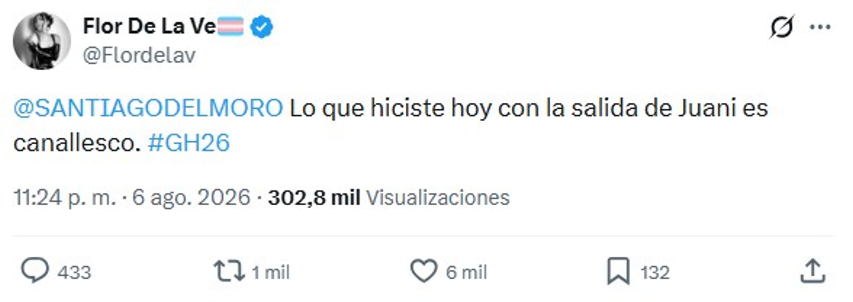 La modelo apuntó contra el conductor de Gran Hermano.