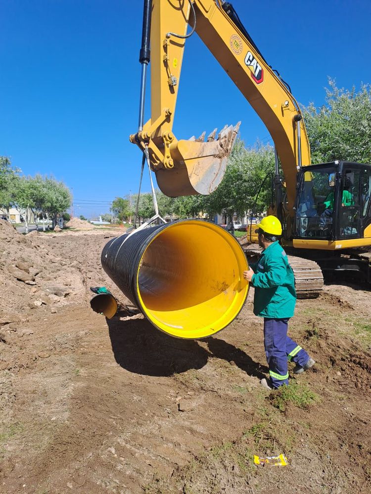 desagües pluviales en el barrio Olimpo