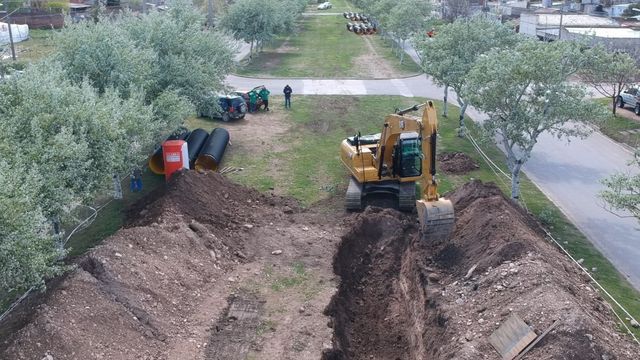 desagües pluviales en el barrio Olimpo