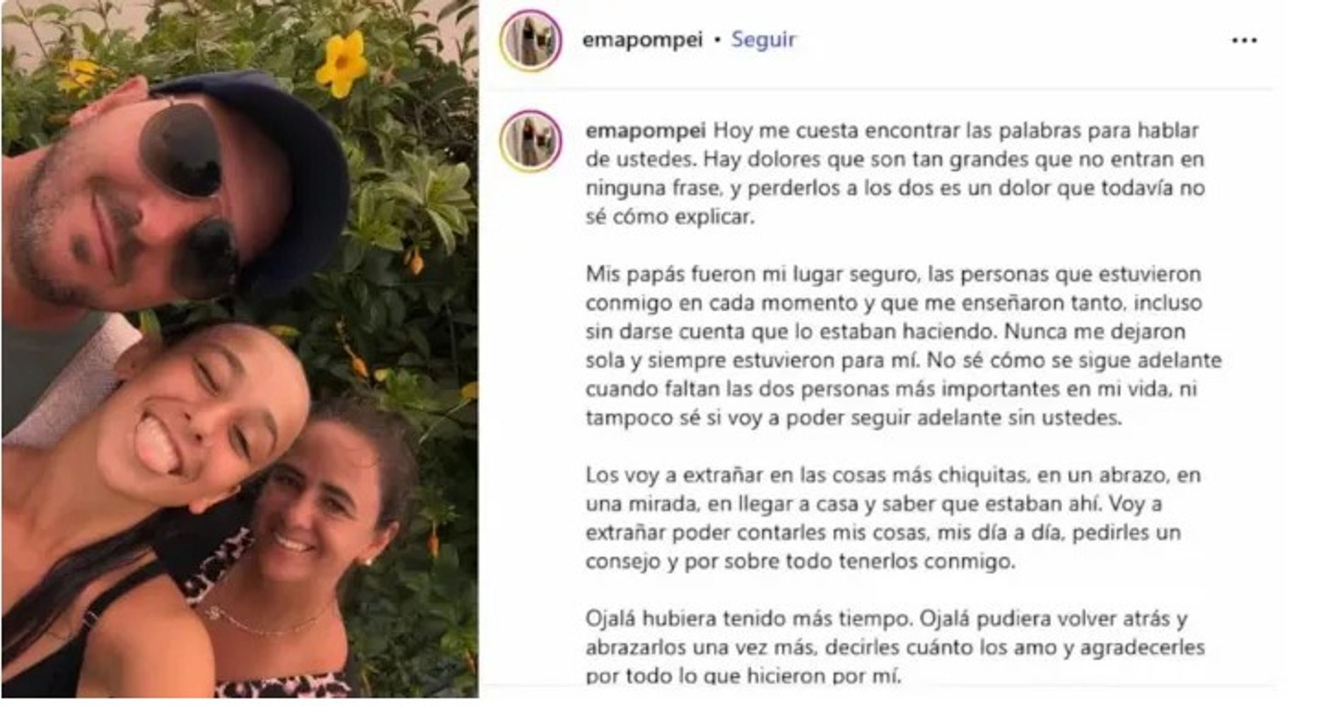 El desgarrador mensaje de su hija.