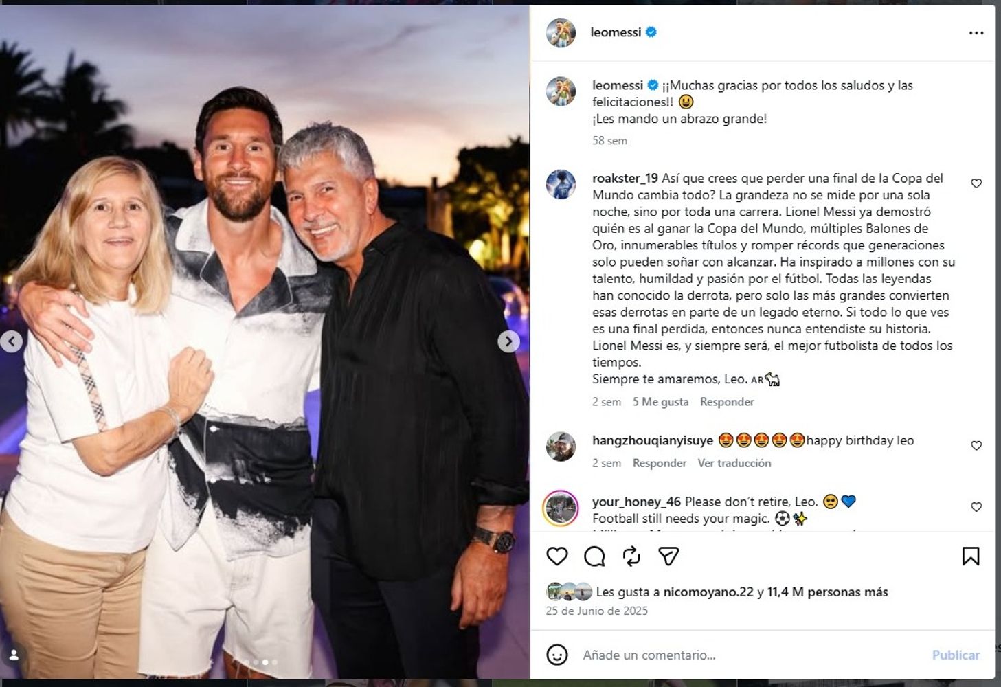 El posteo de Lionel MessI.