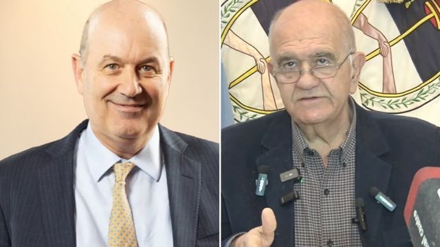 El ministro nacional de Desregulación y Transformación del Estado, Federico Sturzenegger (izq.), fue blanco de las críticas del vocero del Gobierno de Jujuy, Alberto Siufi (der.), por la flexibilización de los controles sanitarios a las bananas de importación.
