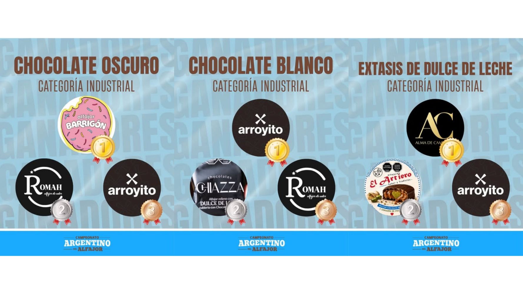 Las categorías en las que se llevó un galardón.