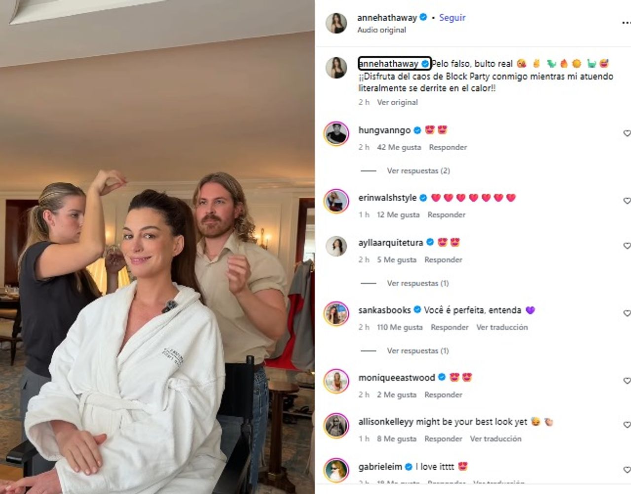 Hathaway respondió a las especulaciones con una publicación en sus redes sociales.
