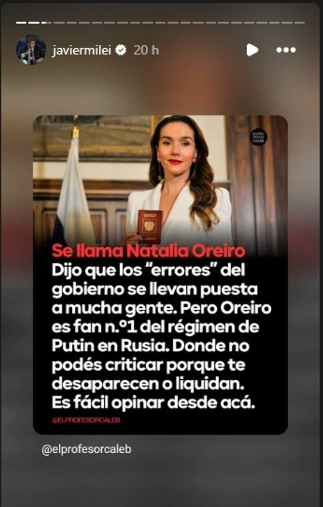 Milei, contra Natalia Oreiro