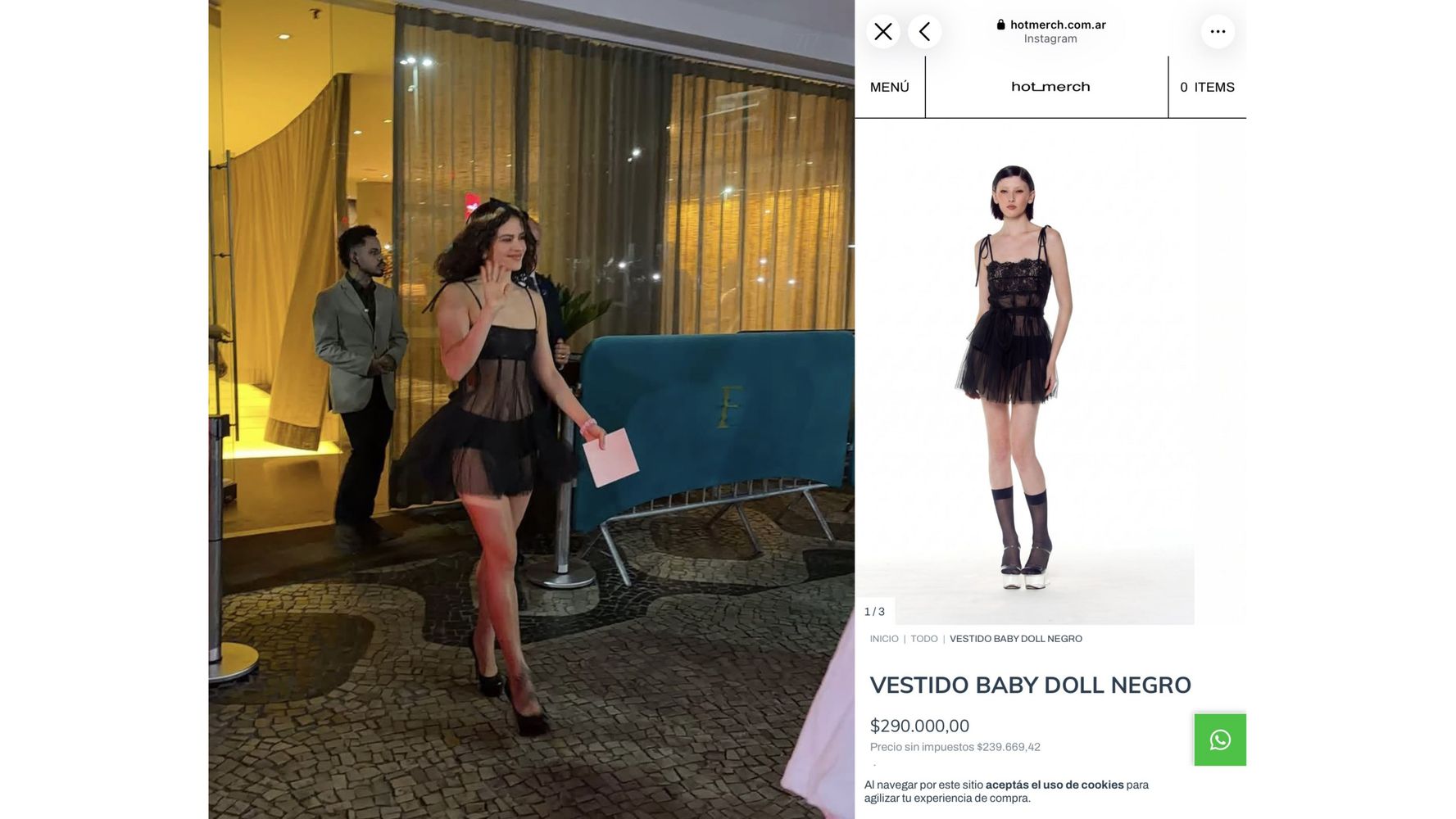 El precio del vestido que lució.