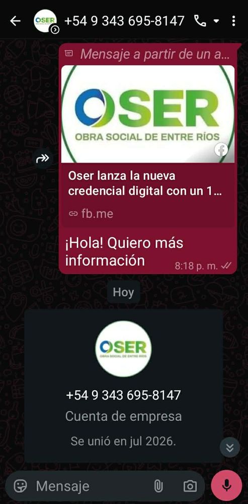 Estafas/advertencia OSER.