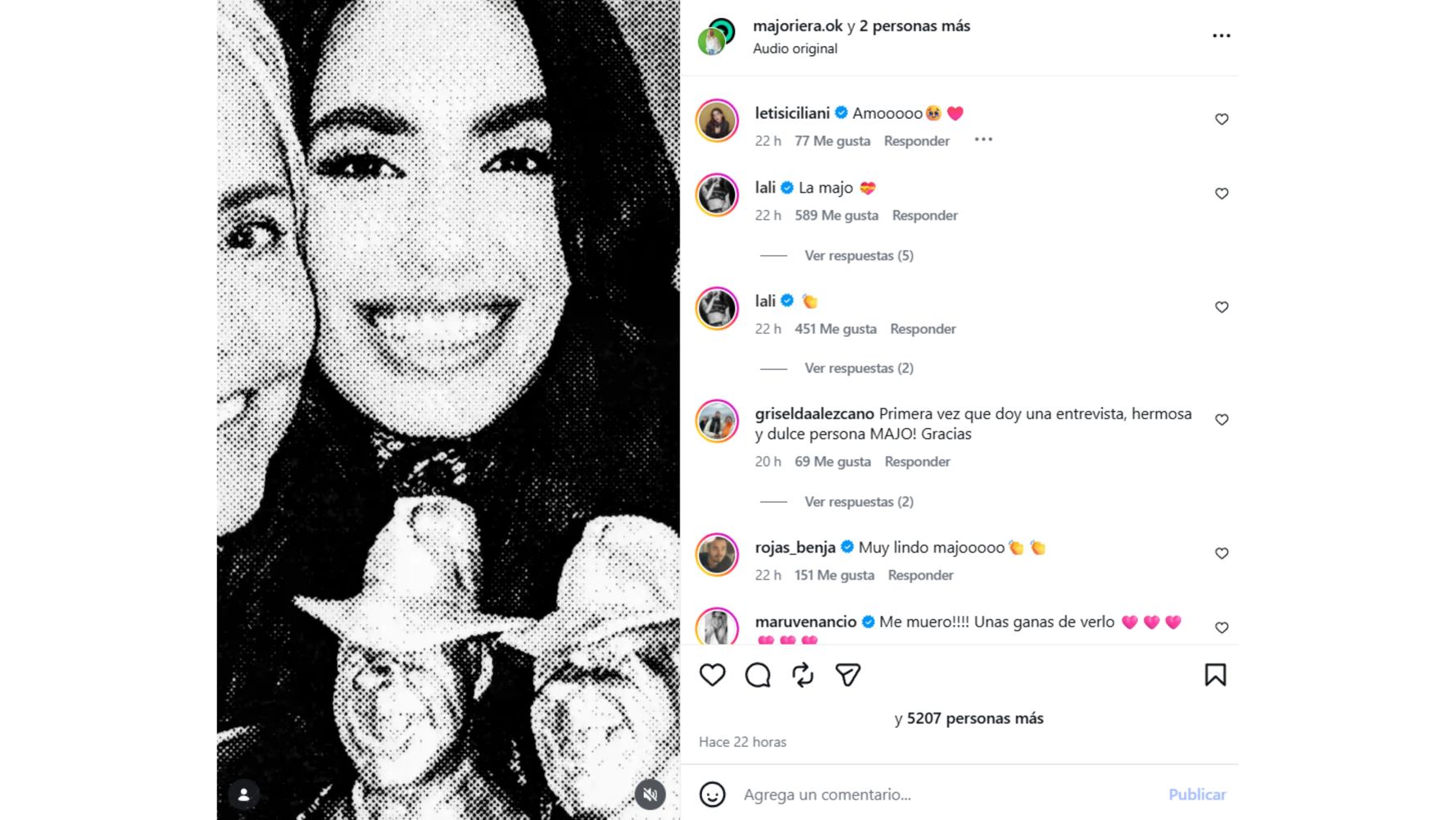 La reacción de Lali en redes.