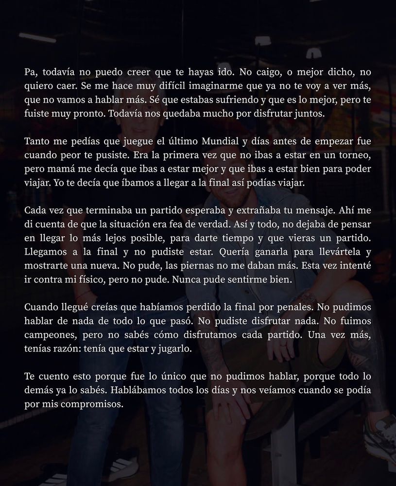 La carta de Messi a su padre Jorge