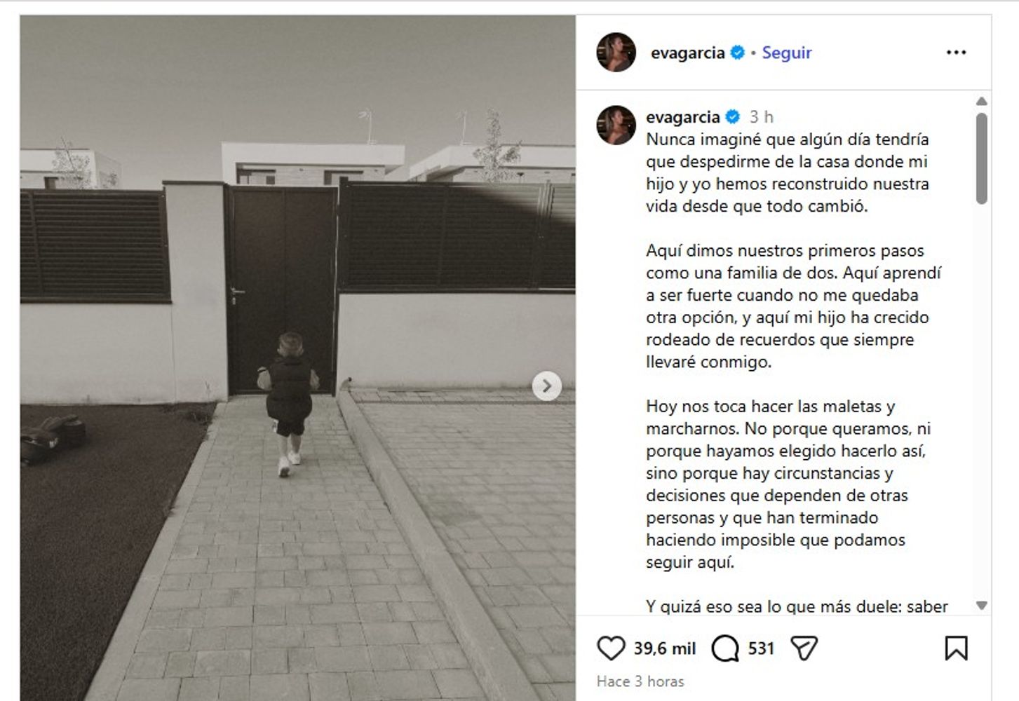 El comunicado de Eva García.
