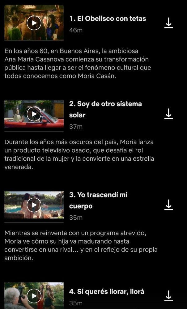 Duración de los capítulos de Moria en Netflix.
