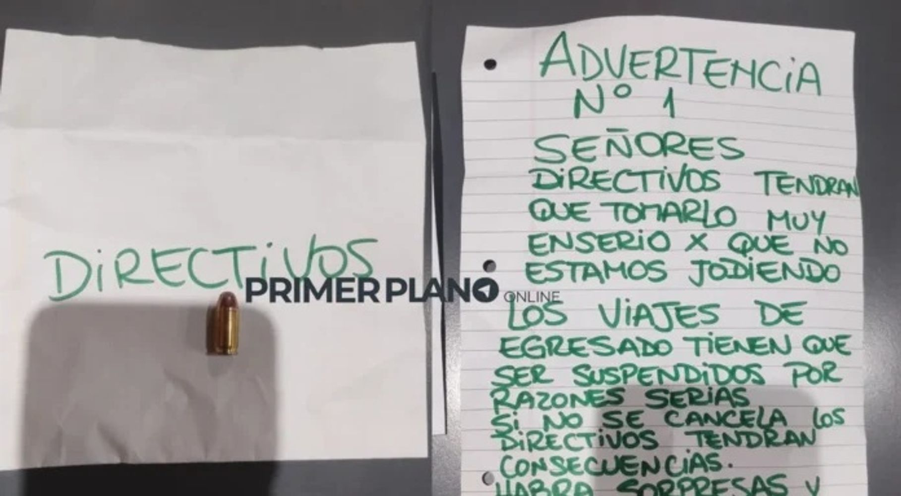 El mensaje completo de la amenaza