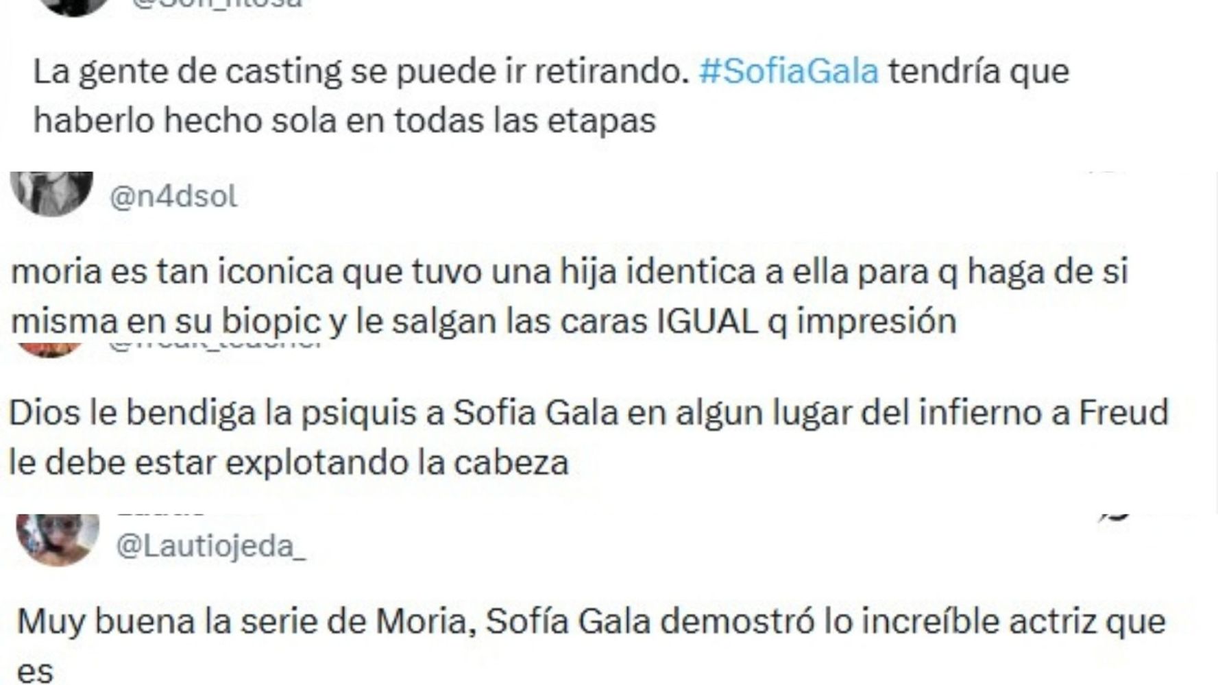 Críticas favorables a Sofía Gala Castiglione.