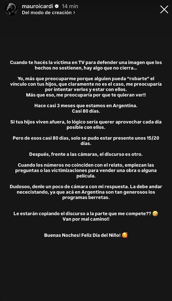 Las indirectas de Icardi a Vicuña en Instagram