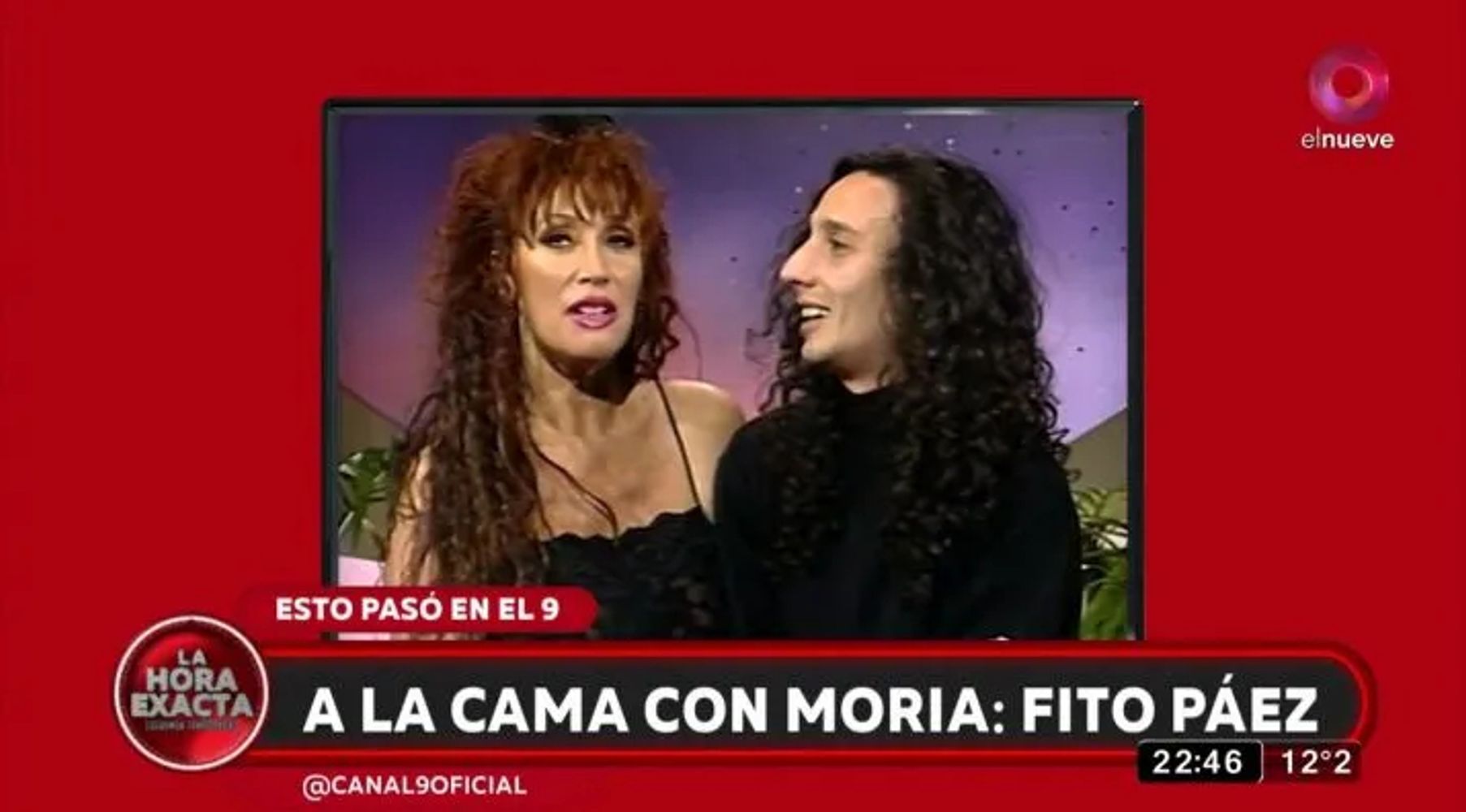 Moria Casán y Fito Páez, en 1991 en el programa A la cama con Moria