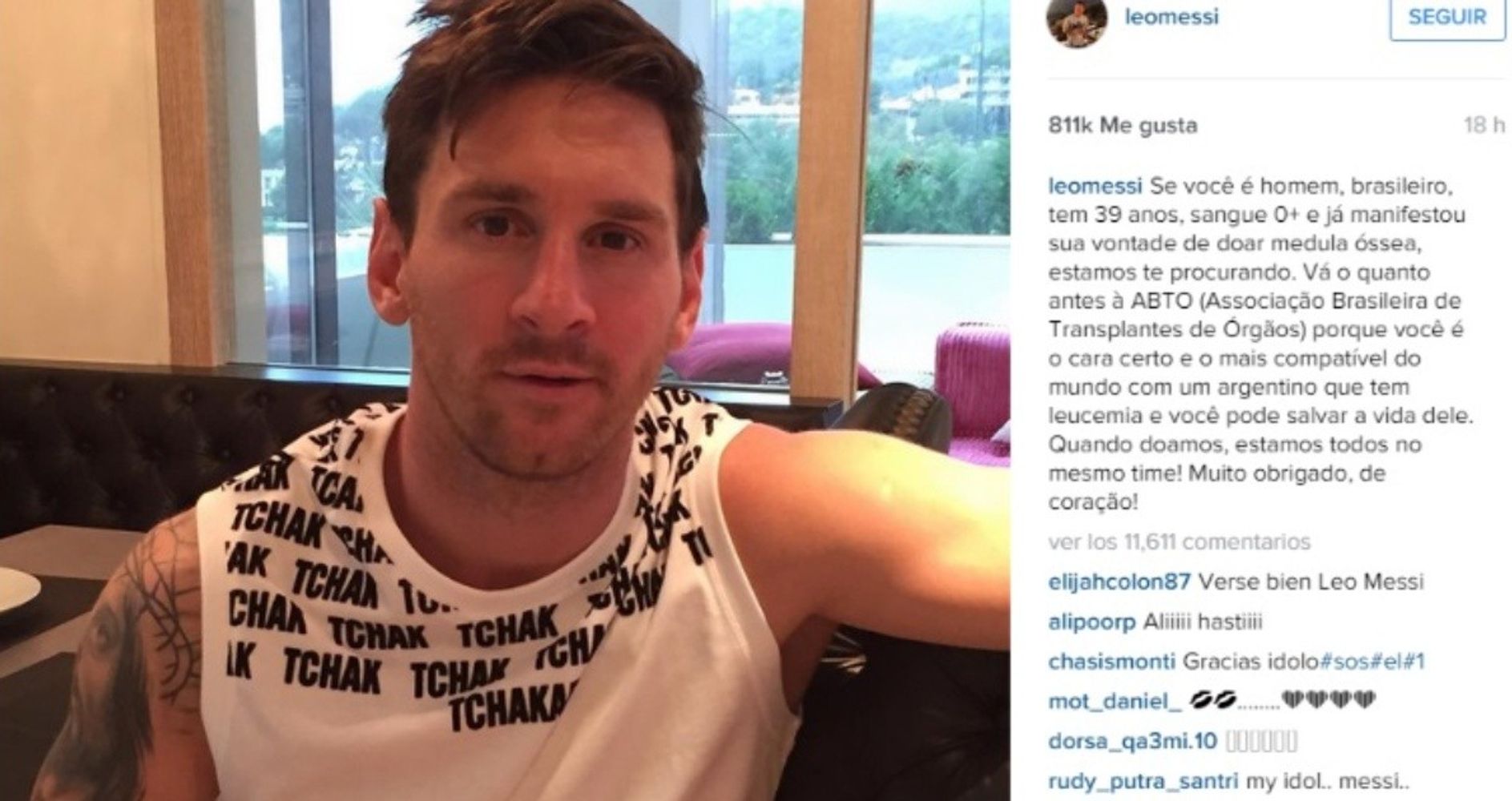 Messi participó de la campaña de búsqueda de donantes para Zeno
